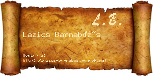 Lazics Barnabás névjegykártya