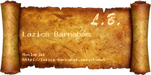 Lazics Barnabás névjegykártya