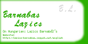 barnabas lazics business card